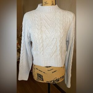 Hippie Rose Cashmere baby Blue Cable Knit Sweater Size S NWT Super Soft